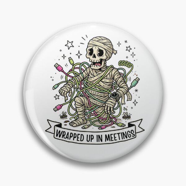 Item preview, Multitasking Mummy T-Shirt - "Wrapped Up in Meetings" Retro Graphic Tee designed and sold by PixelsTelas.