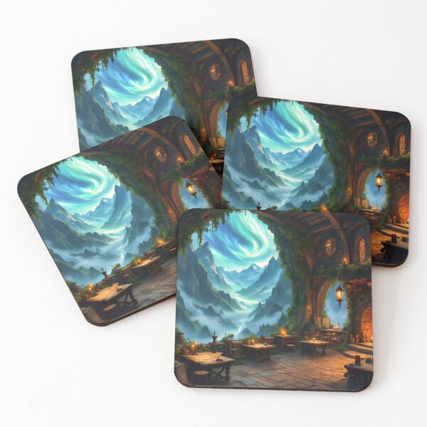 Item preview, Enchanted Mountain Retreat Wall Art | Cozy Fantasy Landscape & Magical Fireplace designed and sold by DreamyWallVibes.