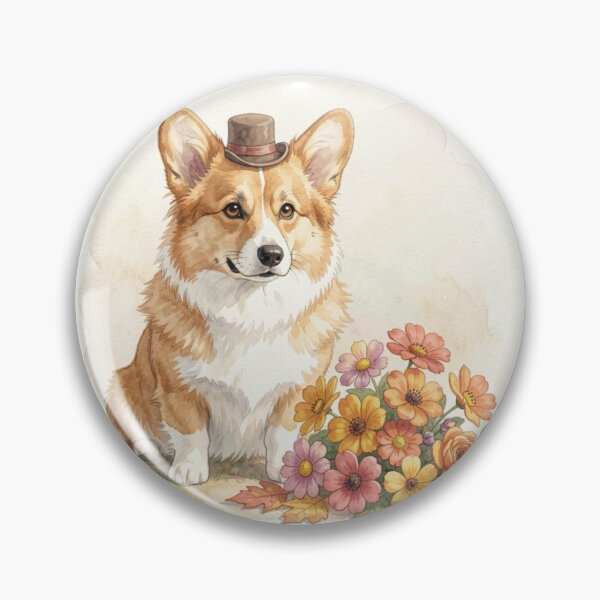 Item preview, Warm Watercolor Corgi With Floral Bouquet designed and sold by Mindful56.