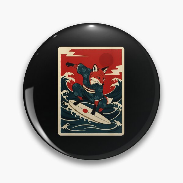 Item preview, Surfing Fox Japanese Wave Illustration designed and sold by JordynLadukeg65.