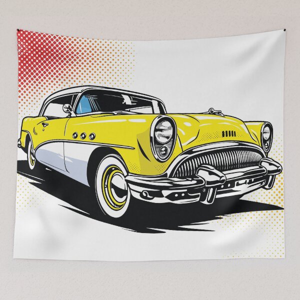 Item preview, Yellow Classic Roadster Pop Art Illustration designed and sold by RamyGallery.