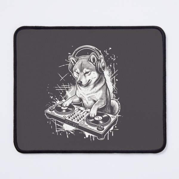 Item preview, Vintage Shiba Inu Dog DJ Turntable Illustration designed and sold by laughingshirts.