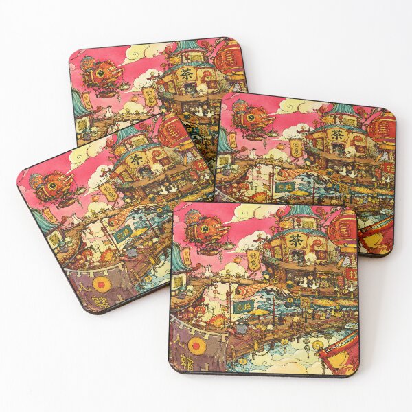 Item preview, Fantasy Asian Tea Town Illustration designed and sold by eliramaison.