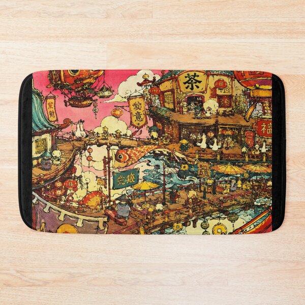 Item preview, Fantasy Asian Tea Town Illustration designed and sold by eliramaison.