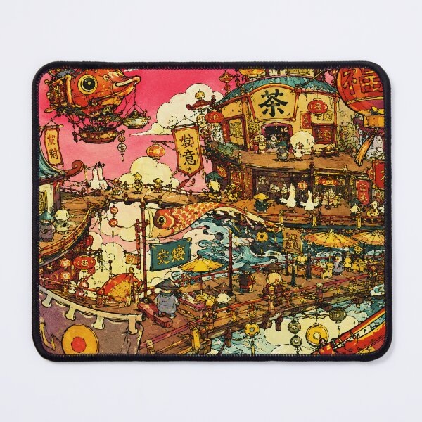 Item preview, Fantasy Asian Tea Town Illustration designed and sold by eliramaison.