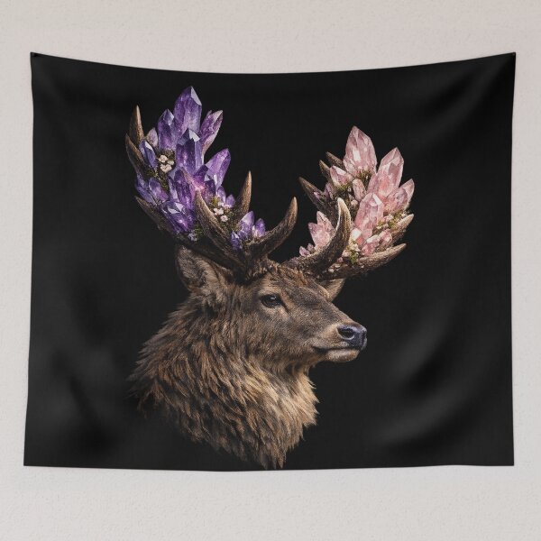Item preview, Amethyst and Rose Quartz Crystal Antler Stag designed and sold by tineldesign.