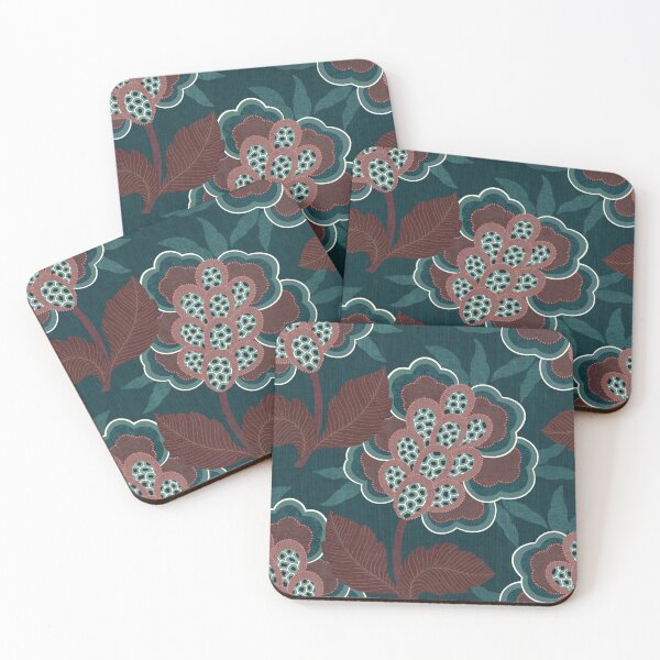 Item preview, Vintage Botanical Tapestry - Dark Blue & Maroon Red designed and sold by Sarah Thorpe Designs .