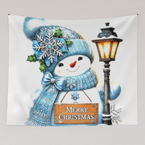 Item preview, Christmas Snowman With Blue Stocking Hat By Lamppost  designed and sold by DEC02.