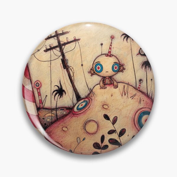 Item preview, Whimsical Robot on Pink Planet Surreal designed and sold by eliramaison.
