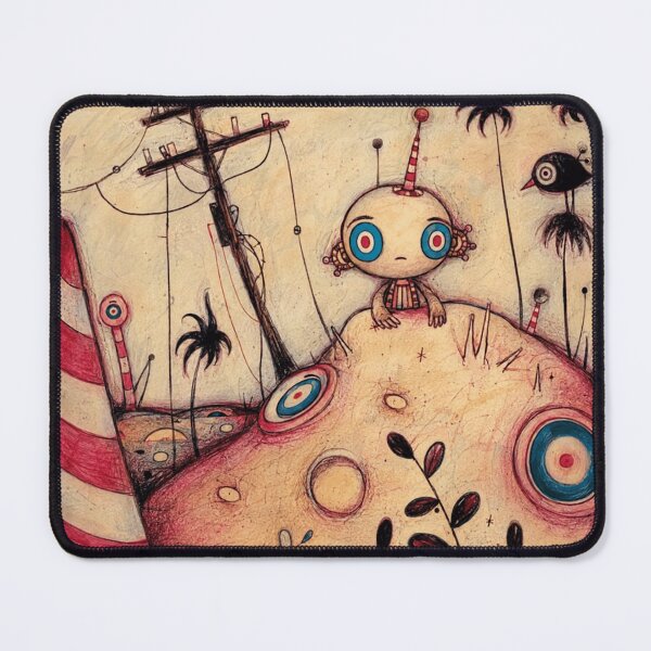 Item preview, Whimsical Robot on Pink Planet Surreal designed and sold by eliramaison.