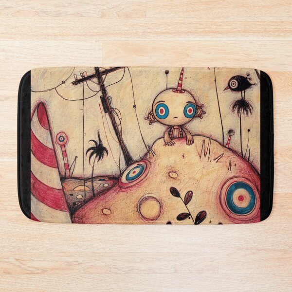 Item preview, Whimsical Robot on Pink Planet Surreal designed and sold by eliramaison.