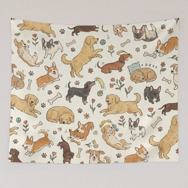 Item preview, Playful Hand-Drawn Dog Pattern designed and sold by LyoniHERA.