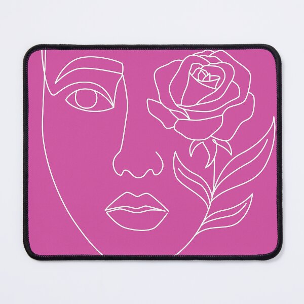 Item preview, Female Floral Face White Line Art On Pink designed and sold by DEC02.