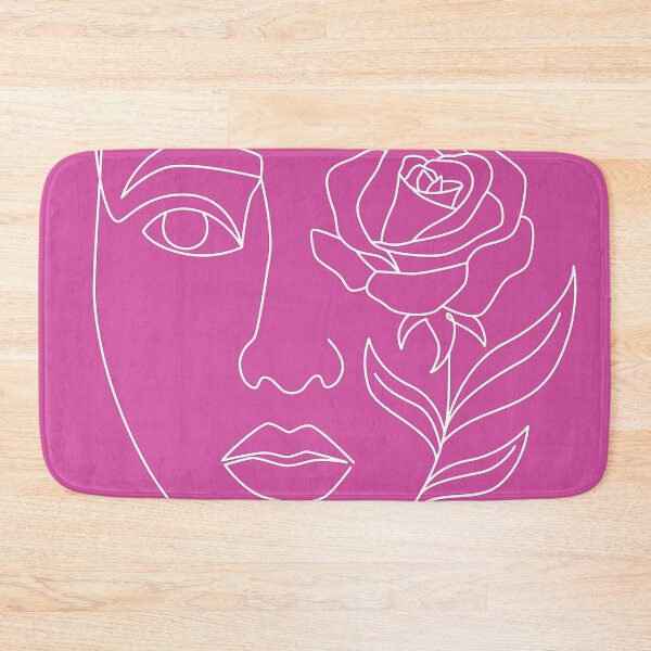 Item preview, Female Floral Face White Line Art On Pink designed and sold by DEC02.