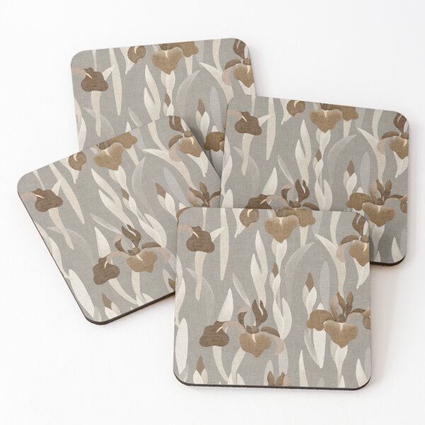 Item preview, Vintage Iris Floral - Warm Grey & Brown designed and sold by Sarah Thorpe Designs .