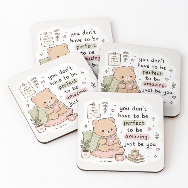 Item preview, You Don’t Have to Be Perfect to Be Amazing Sticker – Cozy Bear Motivation designed and sold by Digital_products_0111.