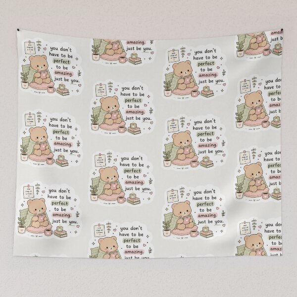 Item preview, You Don’t Have to Be Perfect to Be Amazing Sticker – Cozy Bear Motivation designed and sold by Digital_products_0111.