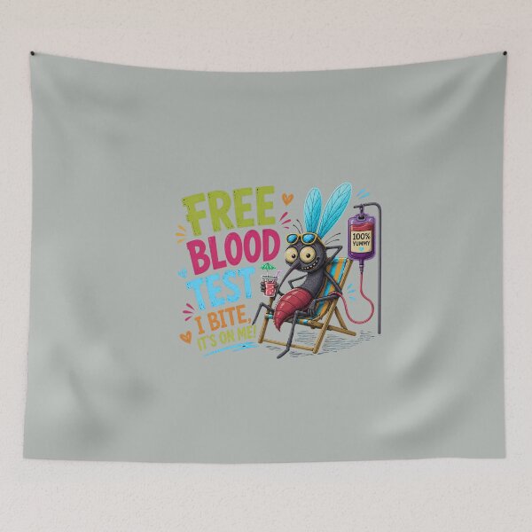 Item preview, FREE BLOOD TEST – Funny Mosquito Graphic T-Shirt designed and sold by Aimetoi.