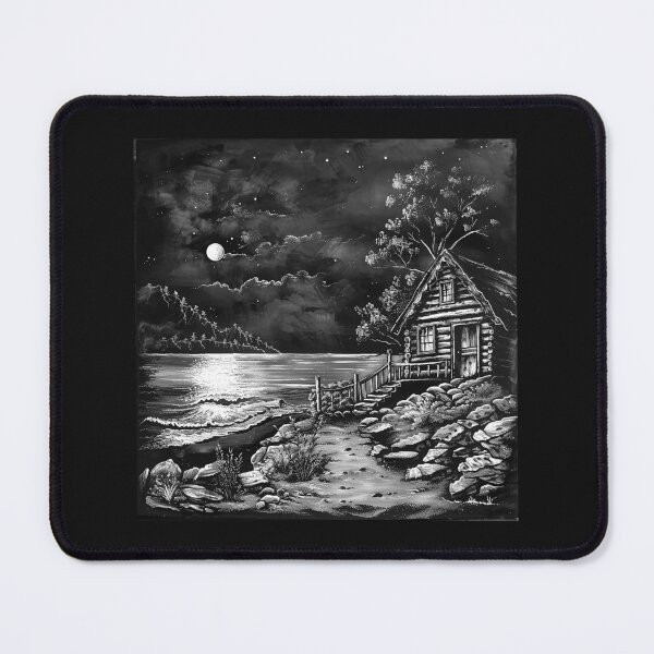 Item preview, Moonlit Cabin by the Sea designed and sold by inkoutninja.