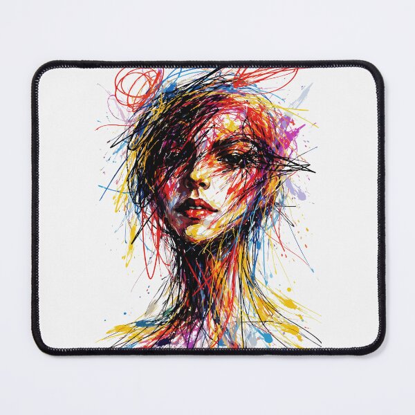 Item preview, Fiery Scribble Emotional Whirl Portrait designed and sold by RamyGallery.