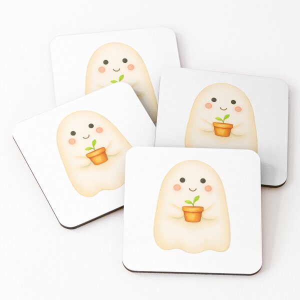 Item preview, Cute Ghost Holding Plant Art Print designed and sold by Little Bloom Studio.