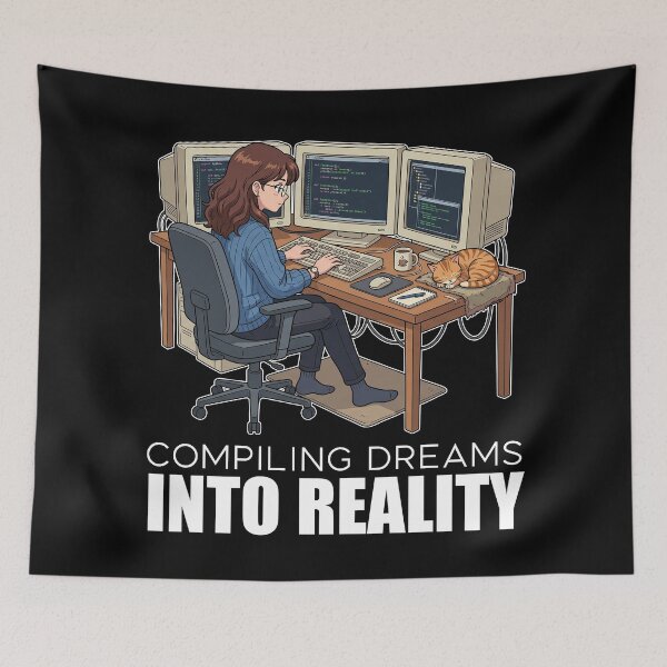 Item preview, Lofi Developer Anime - Compiling Dreams Into Reality Programmer Art designed and sold by Osmose-Studio.
