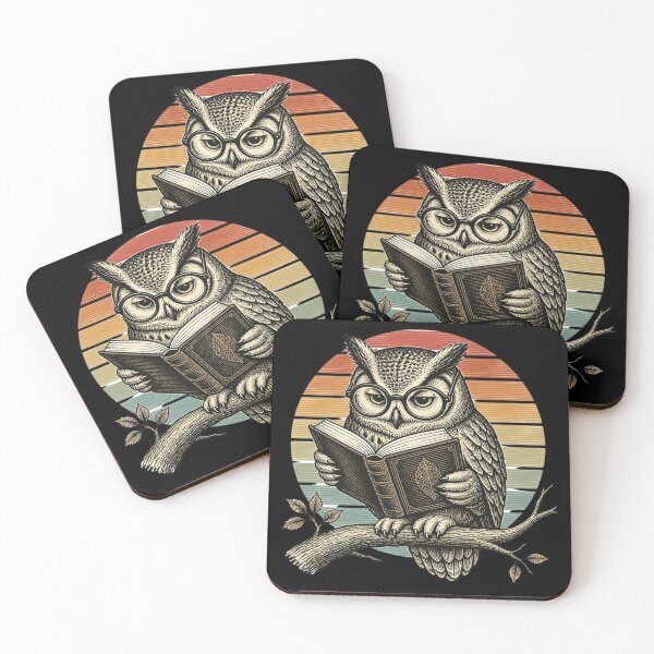 Item preview, Vintage Retro Owl Reading Book Badge designed and sold by Zenvique Art.