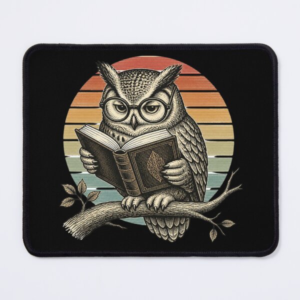 Item preview, Vintage Retro Owl Reading Book Badge designed and sold by Zenvique Art.