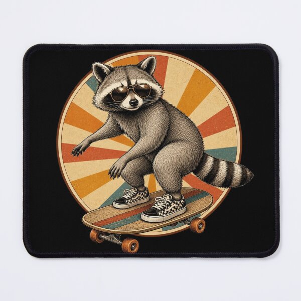Item preview, Retro Skater Raccoon Vintage Badge designed and sold by Zenvique Art.