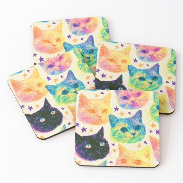 Item preview, Cute Cat Faces with Stars Colorful Pattern Design designed and sold by Meow-Attitude.