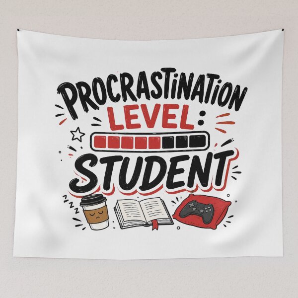 Item preview, Procrastination Level Student - Funny Study Quote Design designed and sold by TommyArt94.