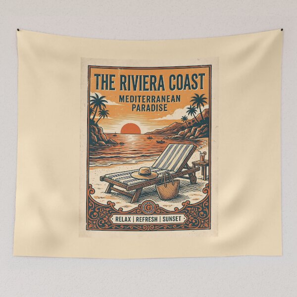 Item preview, Riviera Coast Mediterranean Paradise Vintage Art designed and sold by SplashTastic.