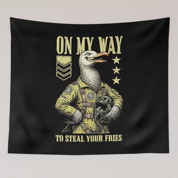 Item preview, Funny Silly Seagull Fighter Pilot Bird Steal Your Fries designed and sold by GrandeDuc.