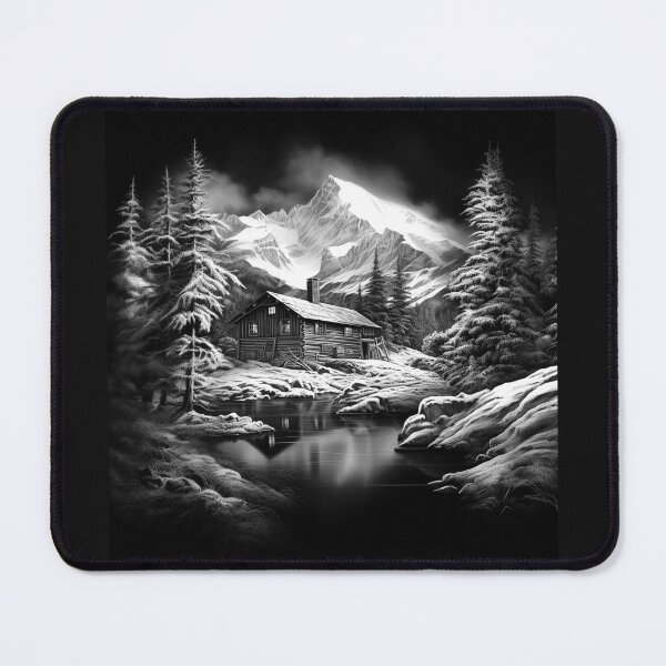 Item preview, Snowy Mountain Cabin Winter Landscape designed and sold by inkoutninja.