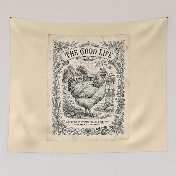 Item preview, The Good Life Sussex Hen Vintage Engraving designed and sold by SplashTastic.