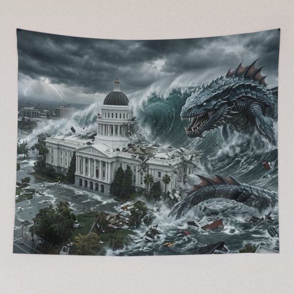 Item preview, Leviathan Tidal Wave Tsunami on California Capitol Hill designed and sold by Uniqueartai.