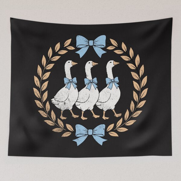 Item preview, Three Geese Blue Bow Wreath designed and sold by AwesomeBeyondLimits.