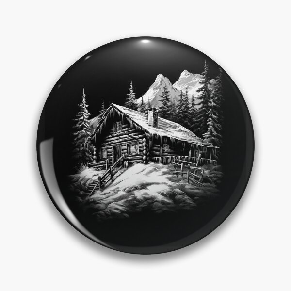 Item preview, Rustic Snow Cabin in Mountain Forest designed and sold by inkoutninja.