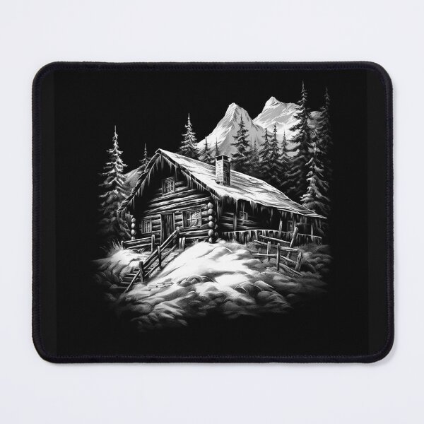 Item preview, Rustic Snow Cabin in Mountain Forest designed and sold by inkoutninja.