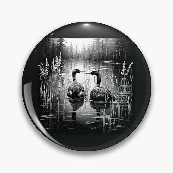 Item preview, Black and White Loons on Peaceful Lake designed and sold by inkoutninja.
