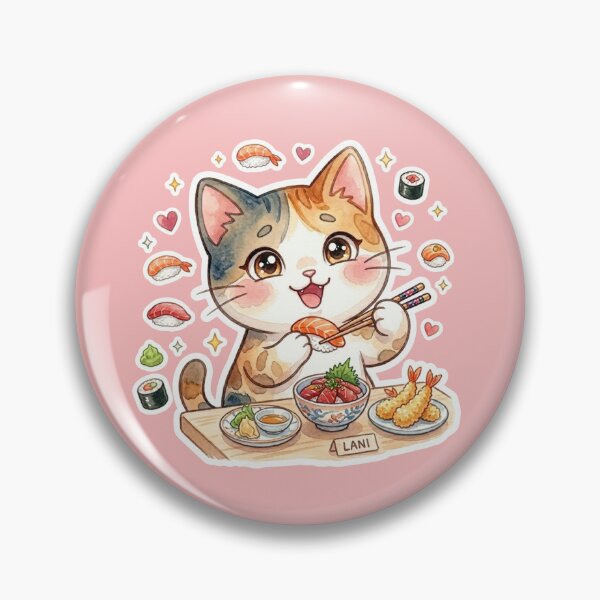 Item preview, Lani Sushi Cat – Cute Kawaii Japanese Food Watercolor Sticker designed and sold by LaniDigitalNook.