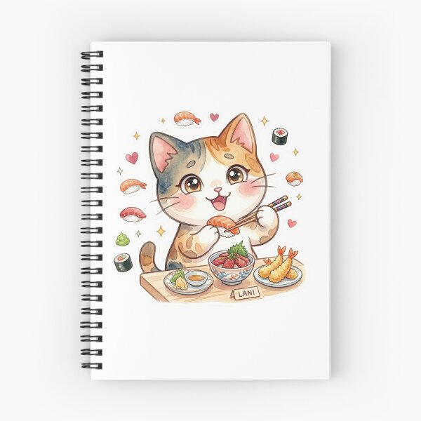 Item preview, Lani Sushi Cat – Cute Kawaii Japanese Food Watercolor Sticker designed and sold by LaniDigitalNook.