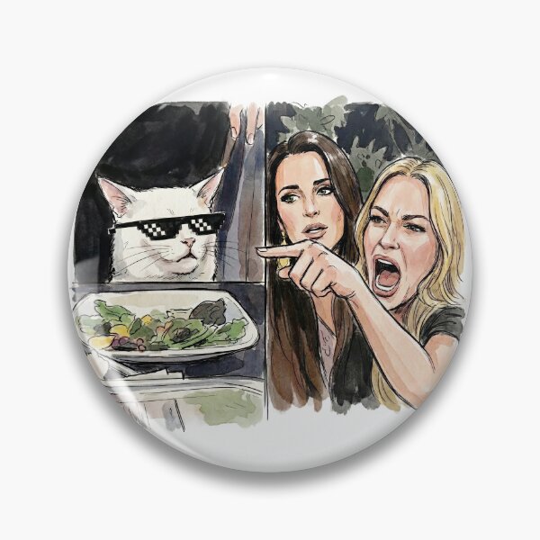 Item preview, Woman Yelling at a Cat Meme - Watercolor "Thug Life" Edition designed and sold by PixelsTelas.