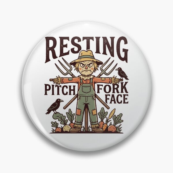 Item preview, Resting Pitchfork Face- Funny Grumpy Scarecrow & Farmer Pun designed and sold by GazzatheGreen.