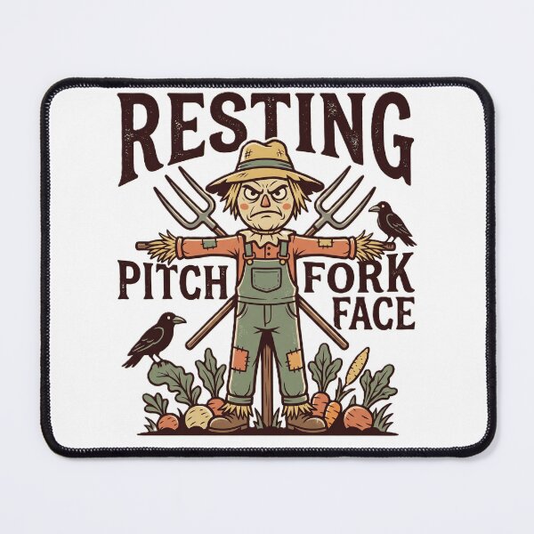 Item preview, Resting Pitchfork Face- Funny Grumpy Scarecrow & Farmer Pun designed and sold by GazzatheGreen.