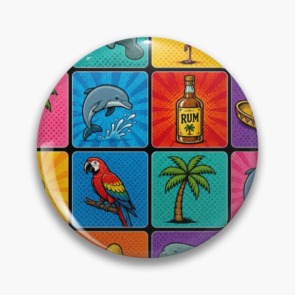 Item preview, Memory card game in pop art style - Parrot, Manatee, Palm Tree, Rum, Mexico, Dolphin, Flamingo, Starfish designed and sold by darky72.