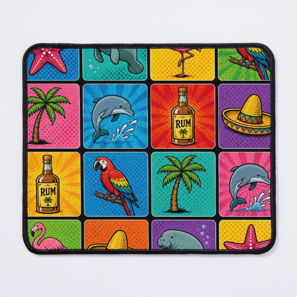 Item preview, Memory card game in pop art style - Parrot, Manatee, Palm Tree, Rum, Mexico, Dolphin, Flamingo, Starfish designed and sold by darky72.