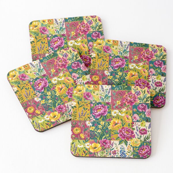 Item preview, Eclectic Patchwork Floral Pattern Folk Art designed and sold by SplashTastic.