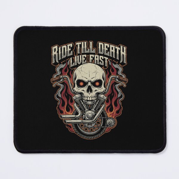 Item preview, Ride Till Death Live Fast – Flaming Skull Motorcycle Biker Design designed and sold by DesignDoodleArt.