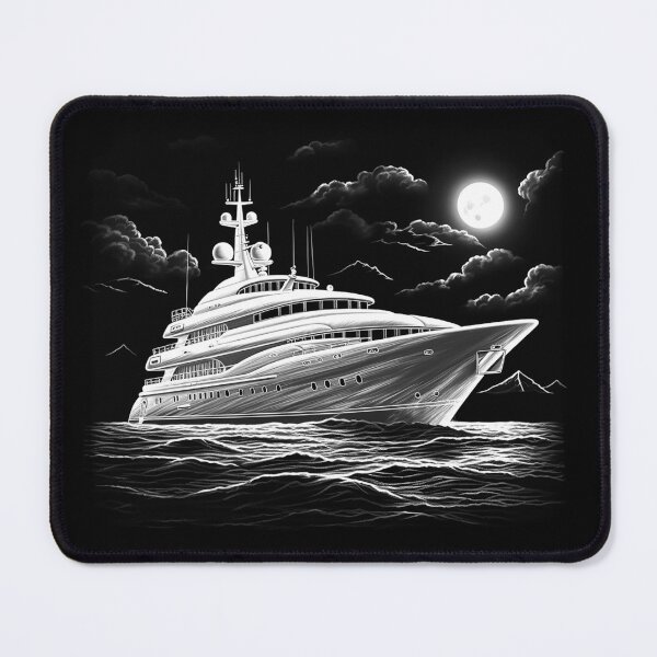 Item preview, Luxury Yacht Under Full Moon designed and sold by inkoutninja.